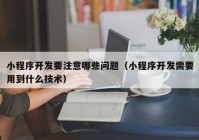 小程序開發(fā)要注意哪些問題（小程序開發(fā)需要用到什么技術(shù)）