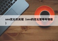 seo優(yōu)化的關鍵（seo的優(yōu)化策略有哪些）