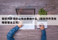 做軟件開發(fā)的公司主要做什么（做軟件開發(fā)有哪些著名公司）