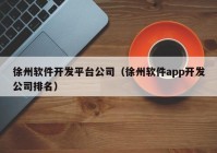 徐州軟件開發(fā)平臺公司（徐州軟件app開發(fā)公司排名）