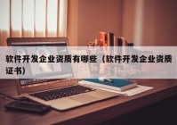 軟件開發(fā)企業(yè)資質(zhì)有哪些（軟件開發(fā)企業(yè)資質(zhì)證書）