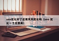 seo優(yōu)化好了還用天天優(yōu)化嗎（seo 優(yōu)化一個月費用）